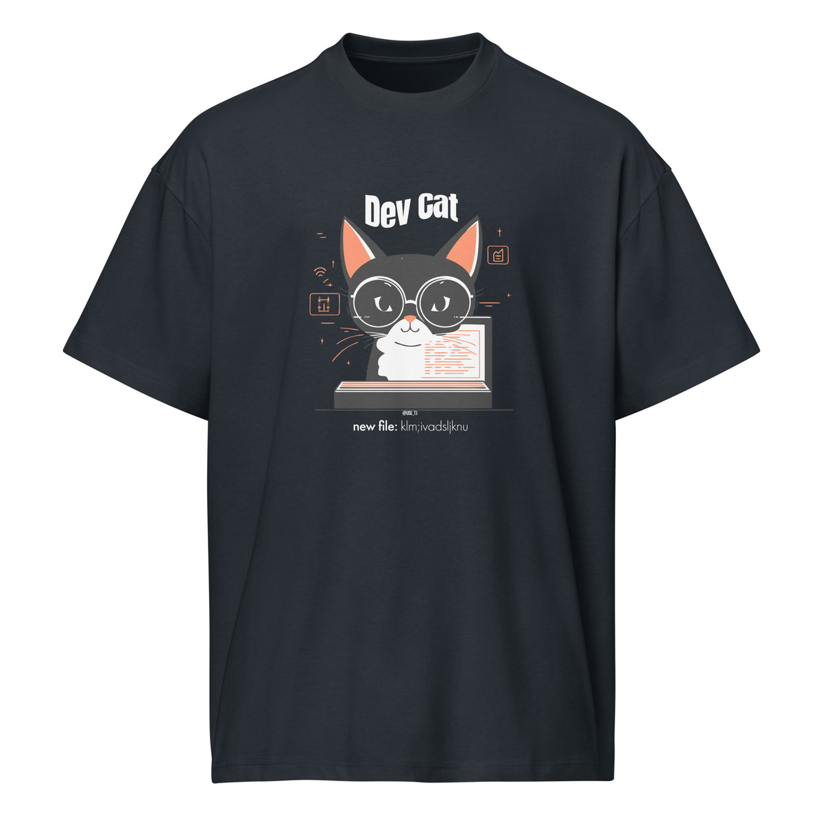 “dev cat, new file: klm;ivadsljknu” - Men’s box tee