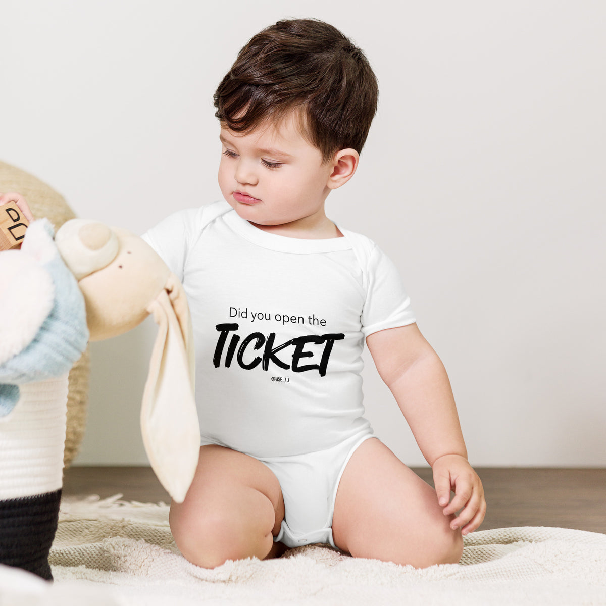 Did You Open a Ticket? - Baby short sleeve one piece