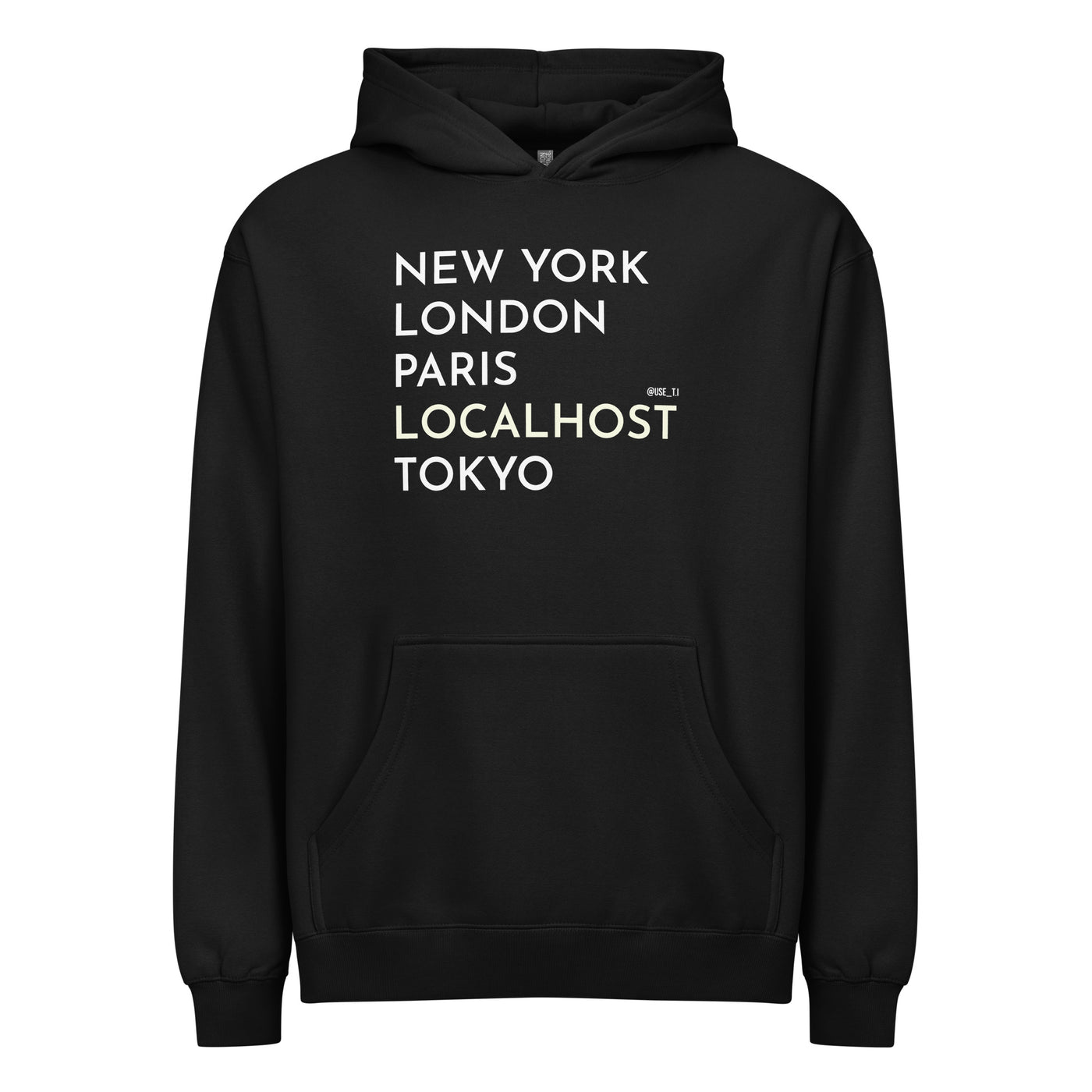 New York, London, Paris, Localhost, Tokyo - Men’s box hoodie