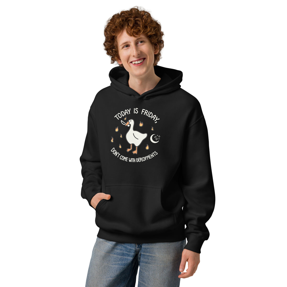 Friday Mode: No Deployments Tee - Men’s box hoodie