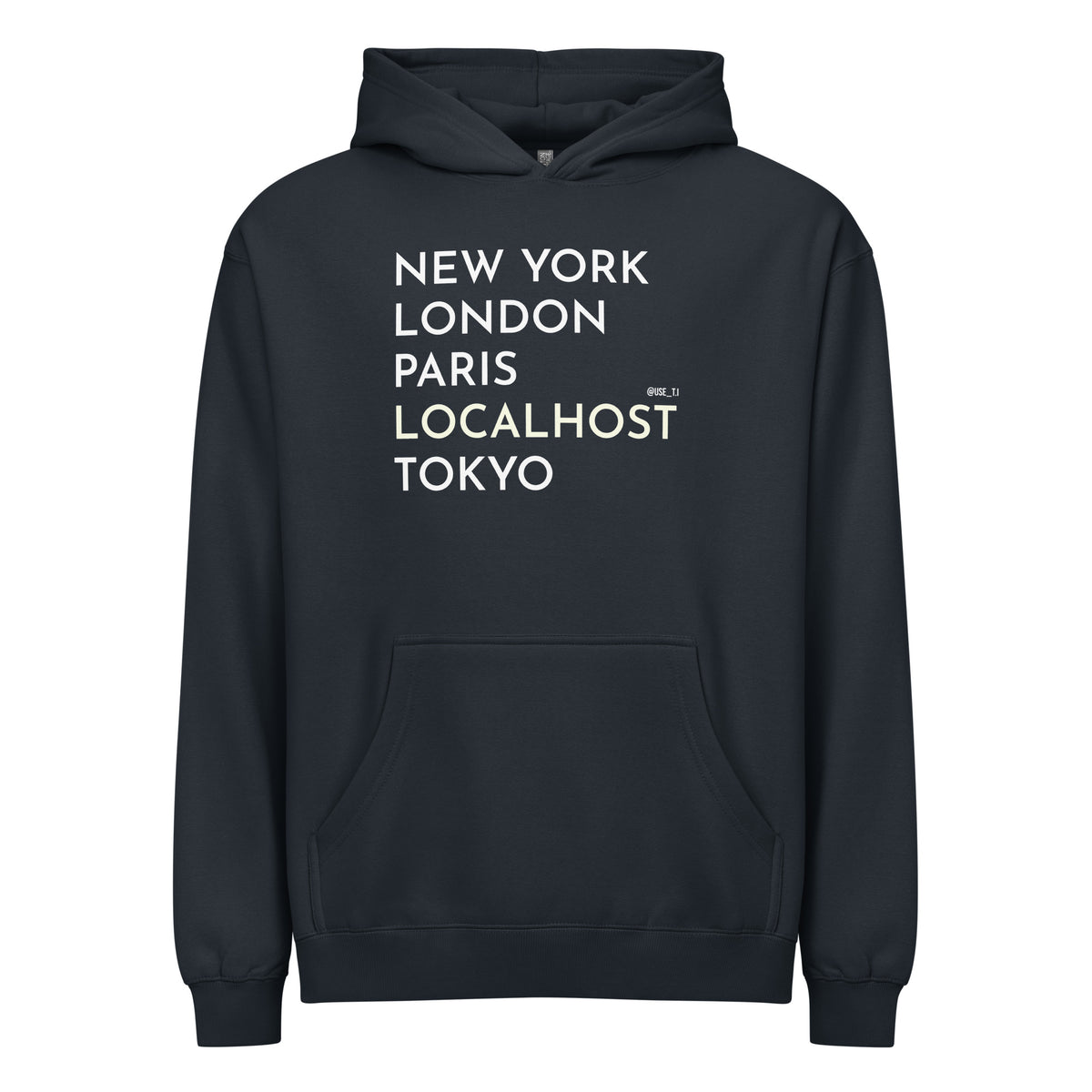 New York, London, Paris, Localhost, Tokyo - Men’s box hoodie
