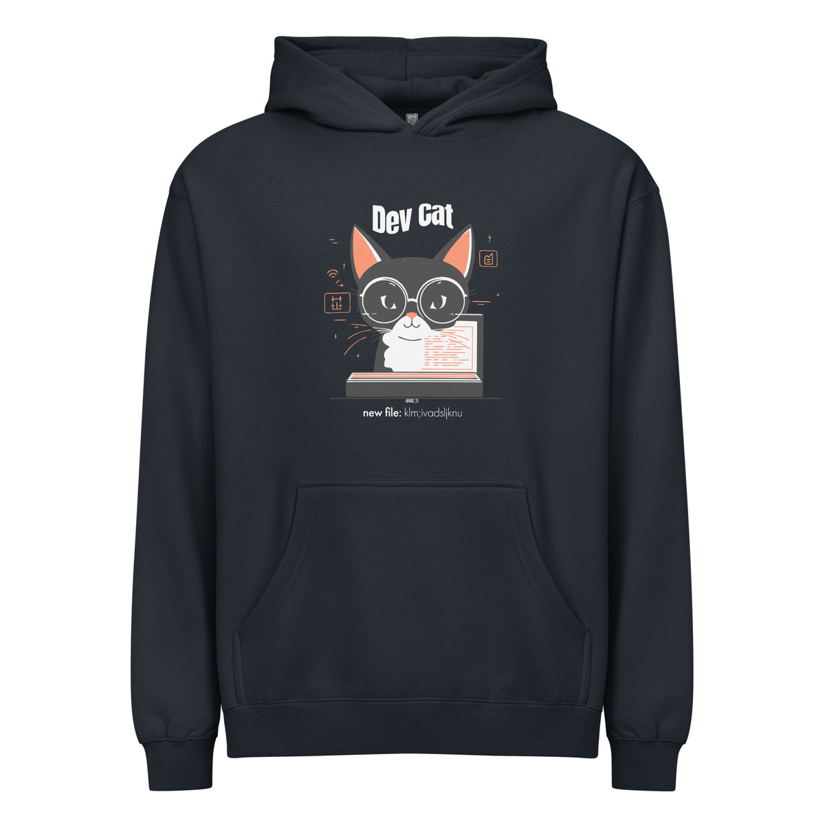 “dev cat, new file: klm;ivadsljknu” - Men’s box hoodie