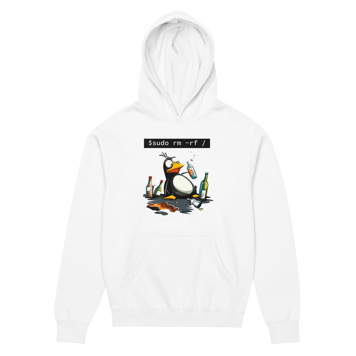 $ sudo rm -rf / — Drunk Linux Edition - Men’s box hoodie