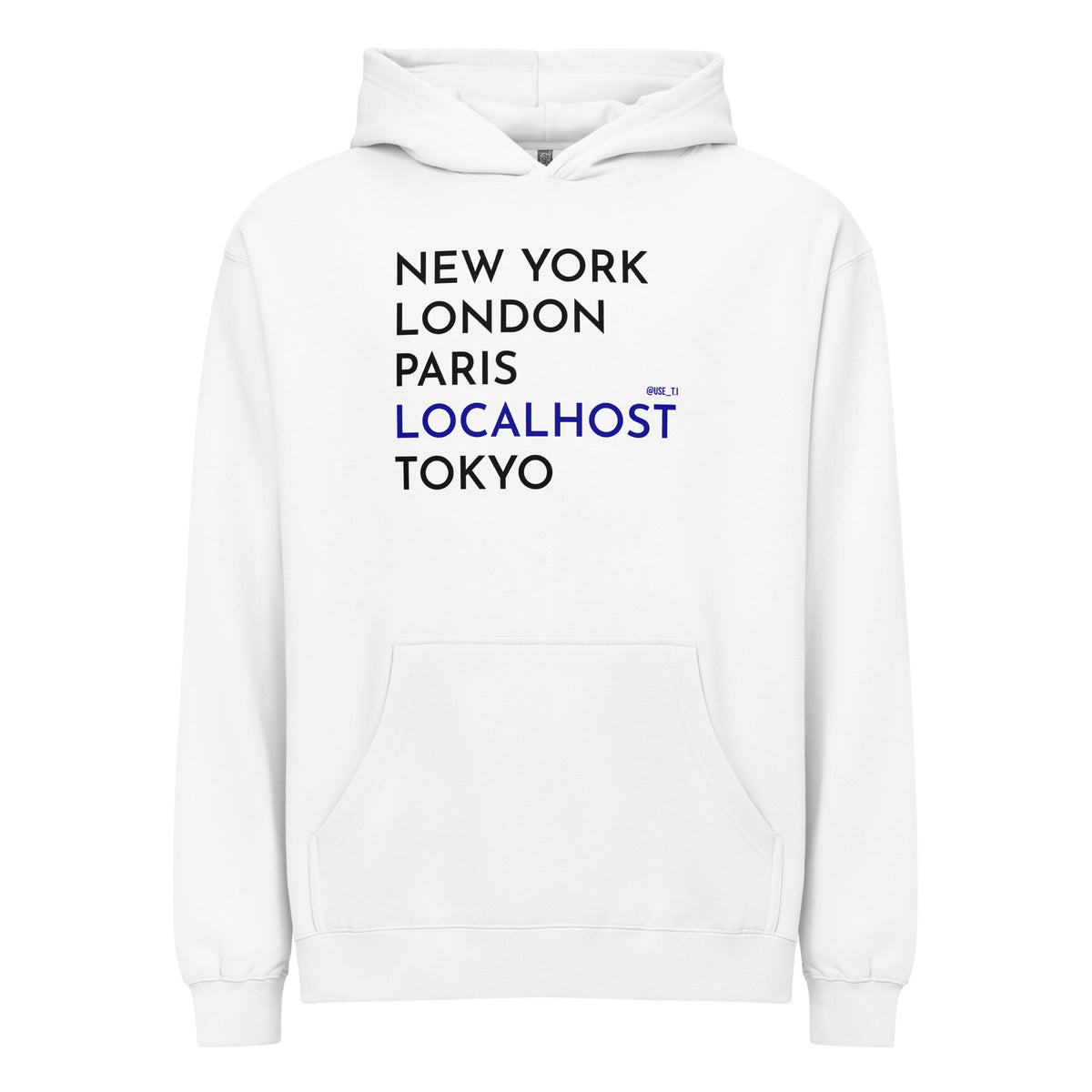 New York, London, Paris, Localhost, Tokyo - Men’s box hoodie