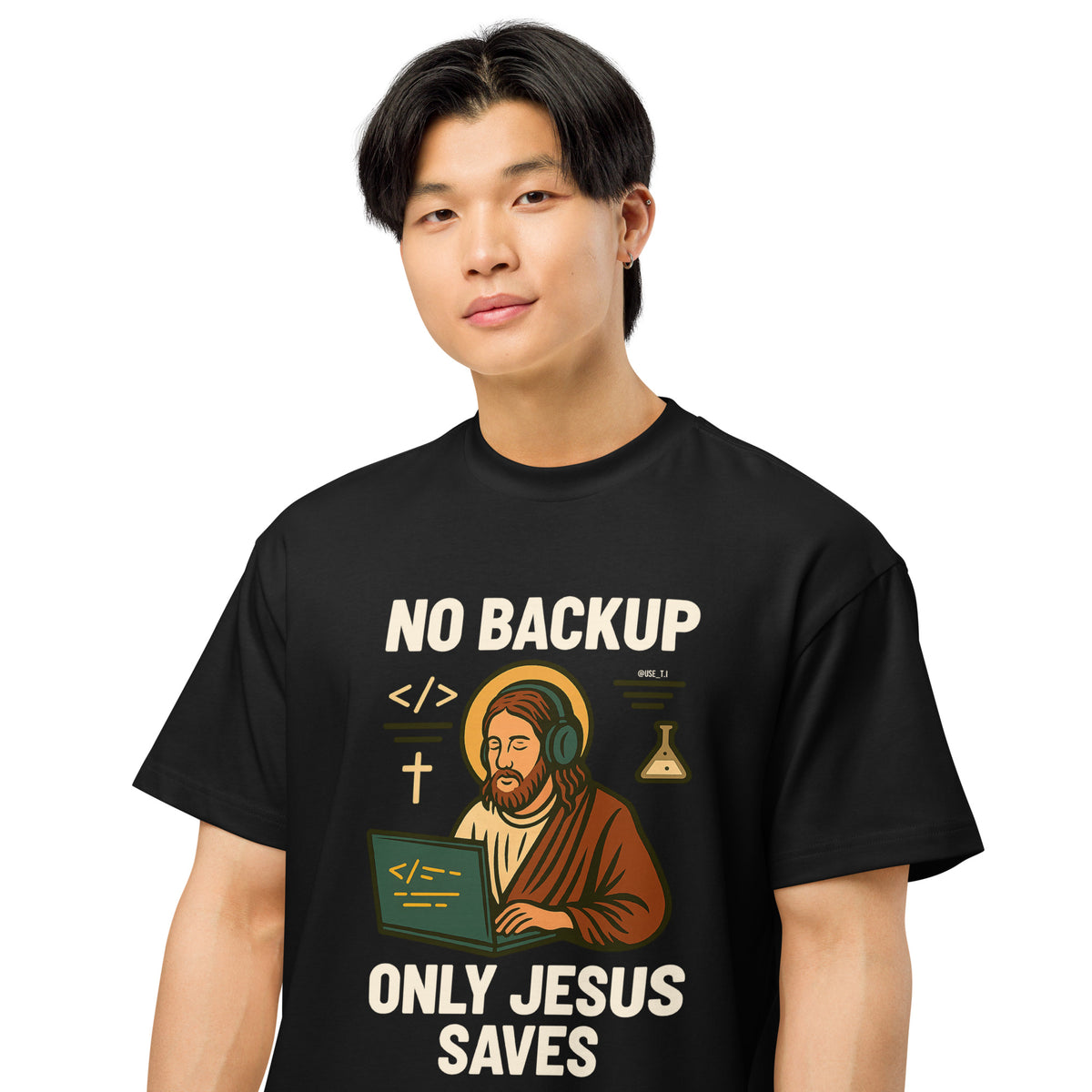 No Backup Only Jesus Saves - Men’s box tee