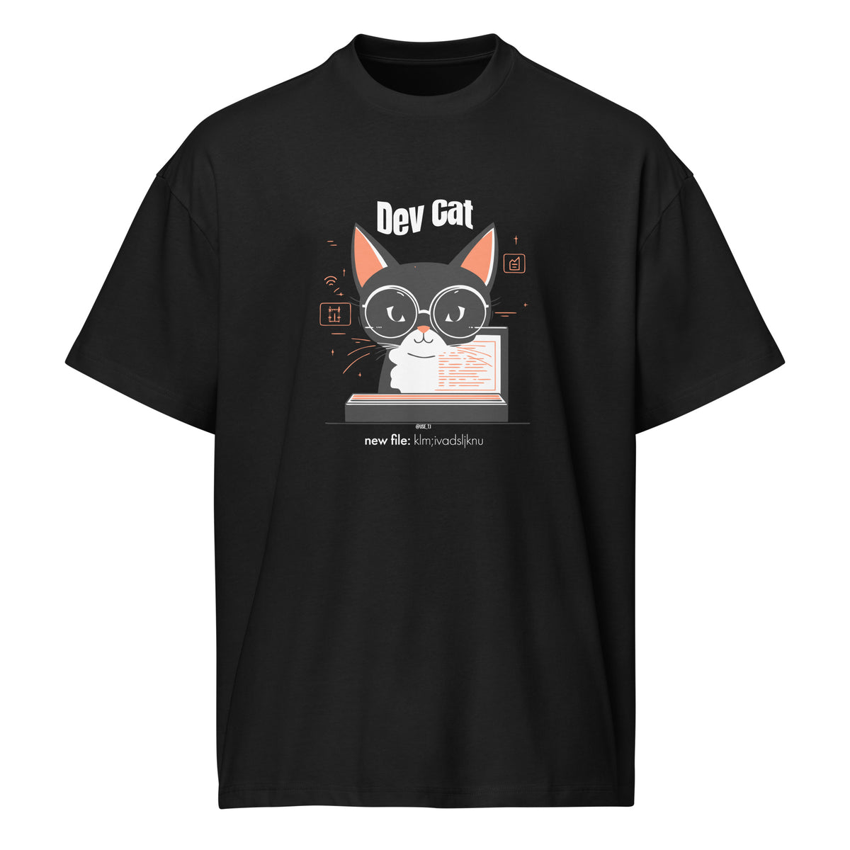 “dev cat, new file: klm;ivadsljknu” - Men’s box tee