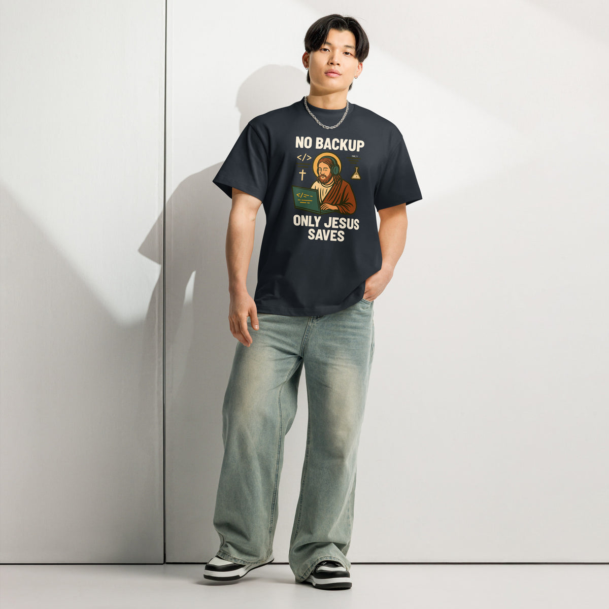 No Backup Only Jesus Saves - Men’s box tee