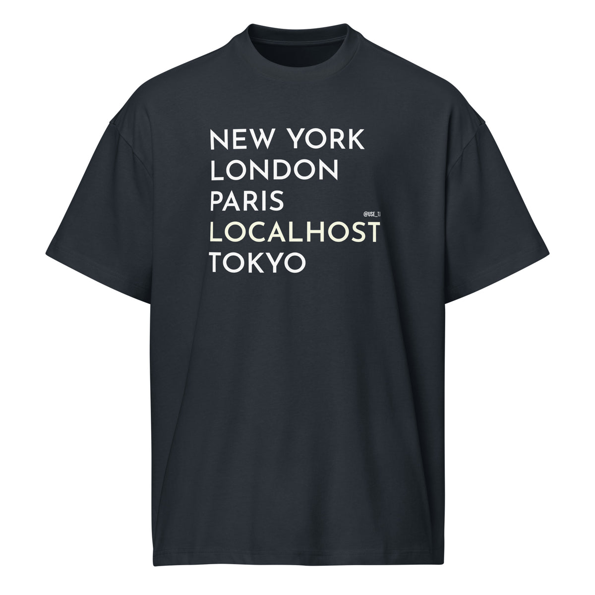 New York, London, Paris, Localhost, Tokyo - Men’s box tee