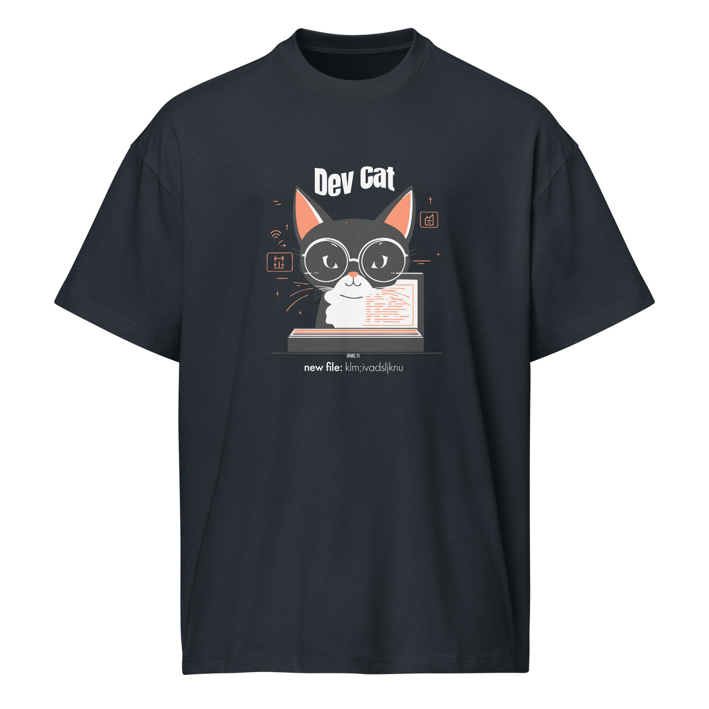 “dev cat, new file: klm;ivadsljknu” - Men’s box tee