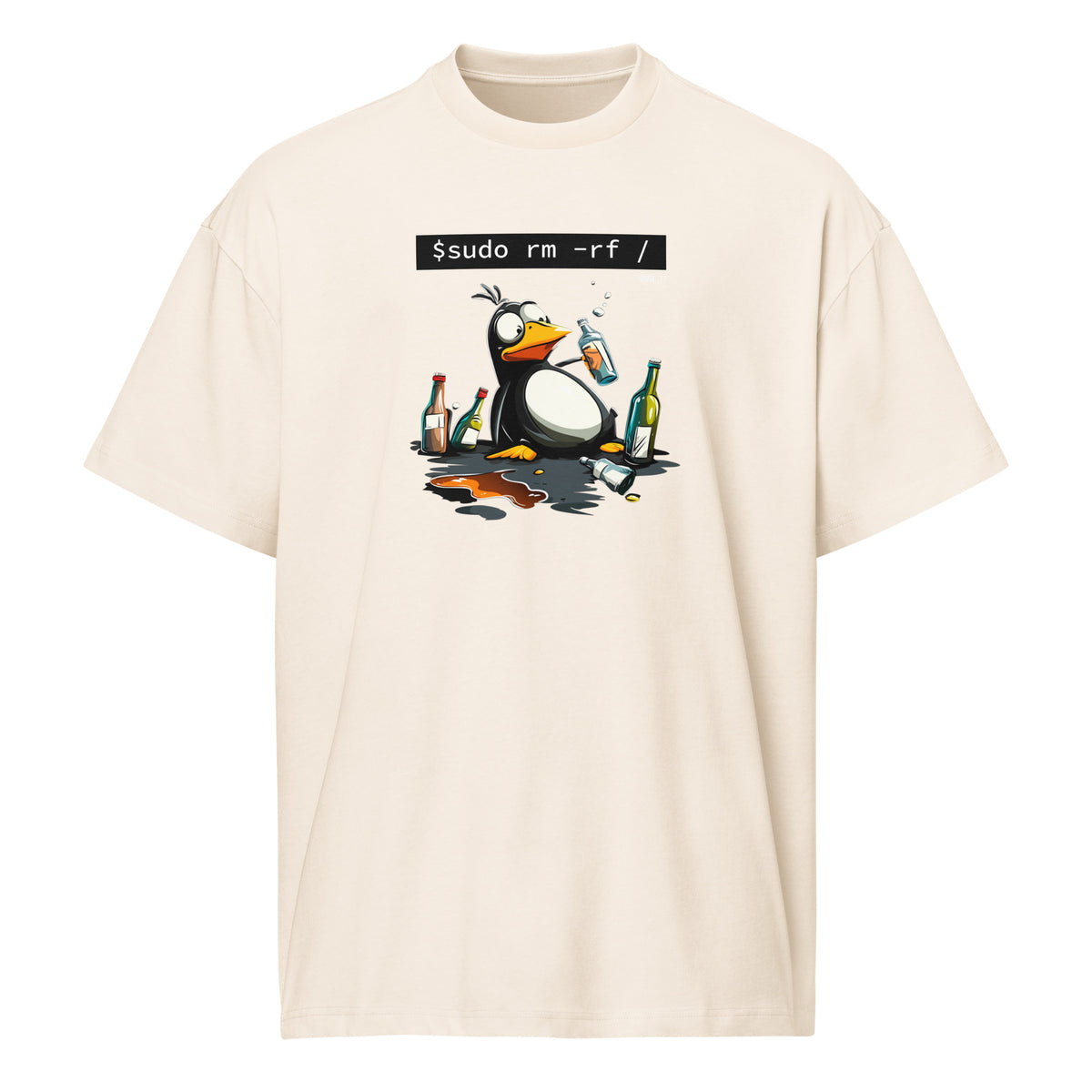 $ sudo rm -rf / — Drunk Linux Edition - Men’s box tee
