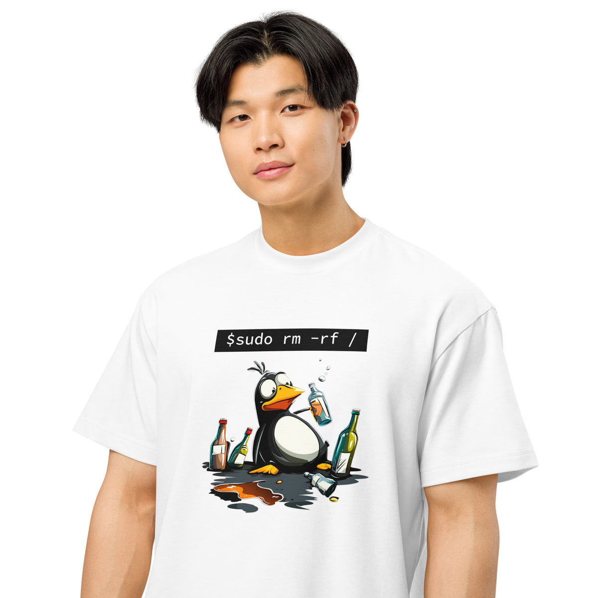 $ sudo rm -rf / — Drunk Linux Edition - Men’s box tee