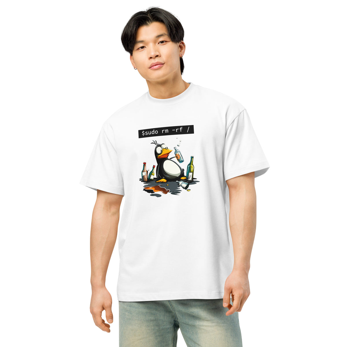 $ sudo rm -rf / — Drunk Linux Edition - Men’s box tee