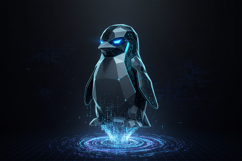 quero um banner 600x750 sobre Linux, sem escrita, fundo escuro