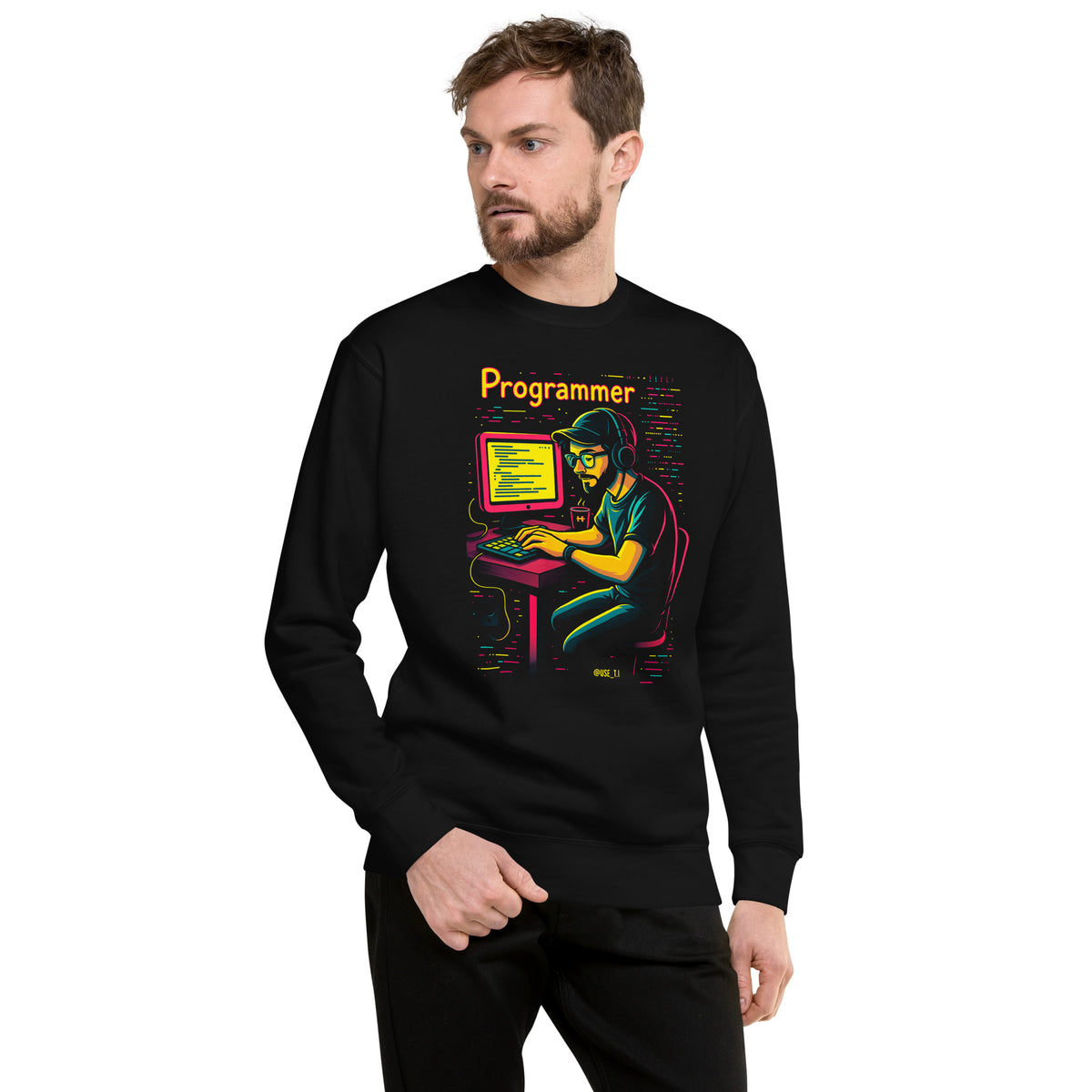 Programmer with Vibrant Colors - Unisex Premium Sweatshirt