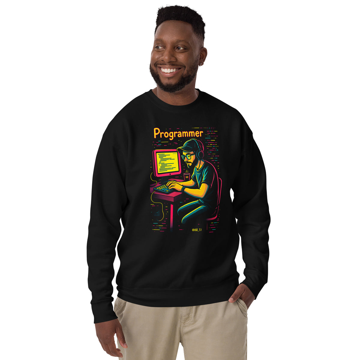 Programmer with Vibrant Colors - Unisex Premium Sweatshirt