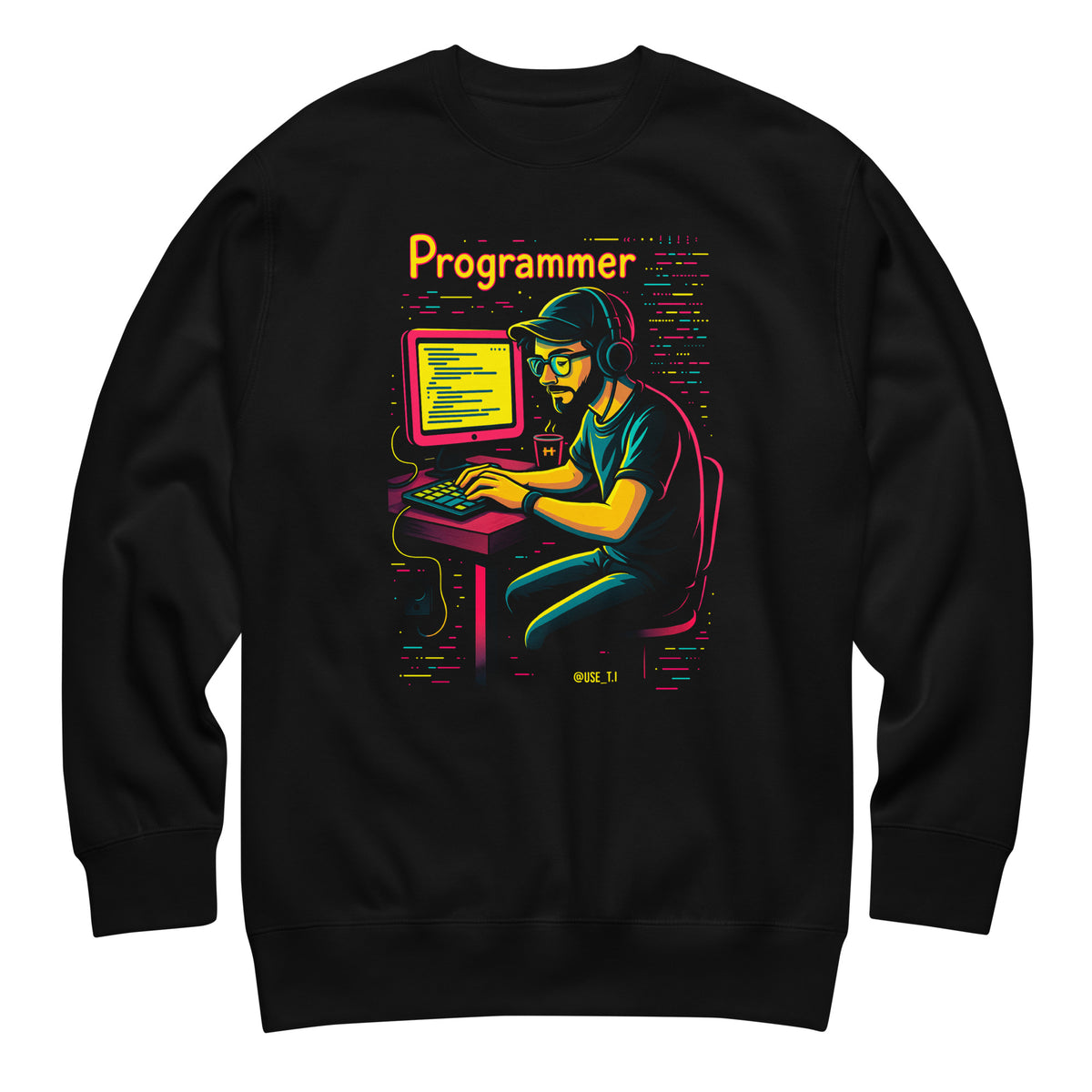 Programmer with Vibrant Colors - Unisex Premium Sweatshirt