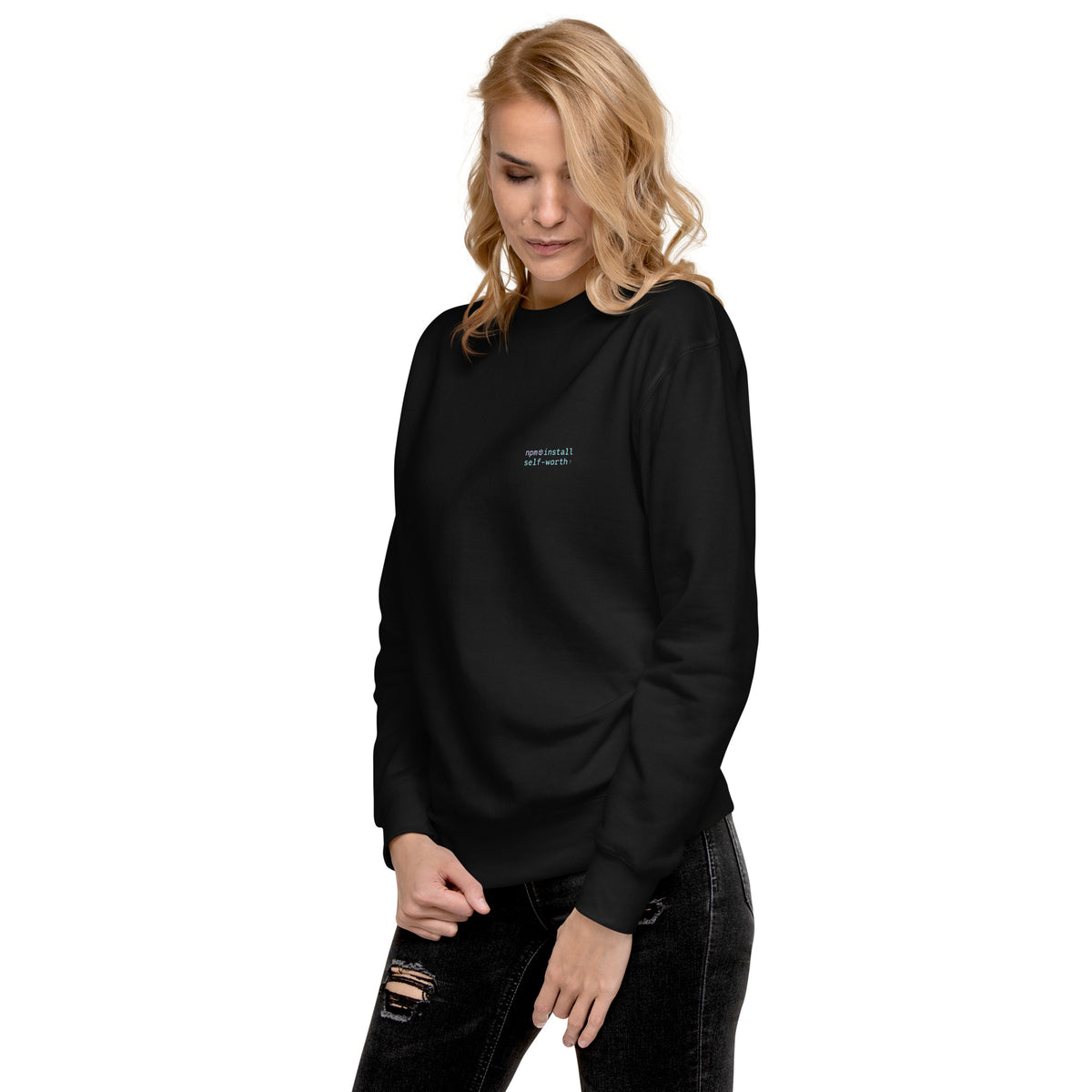 npm install self-worth - Unisex Premium Sweatshirt