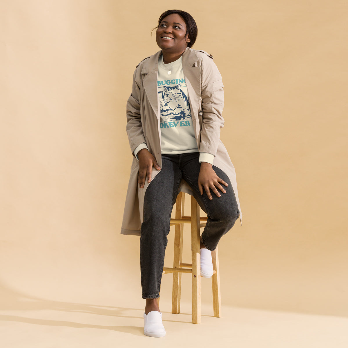 Debugging Forever – Cat Edition - Unisex Premium Sweatshirt