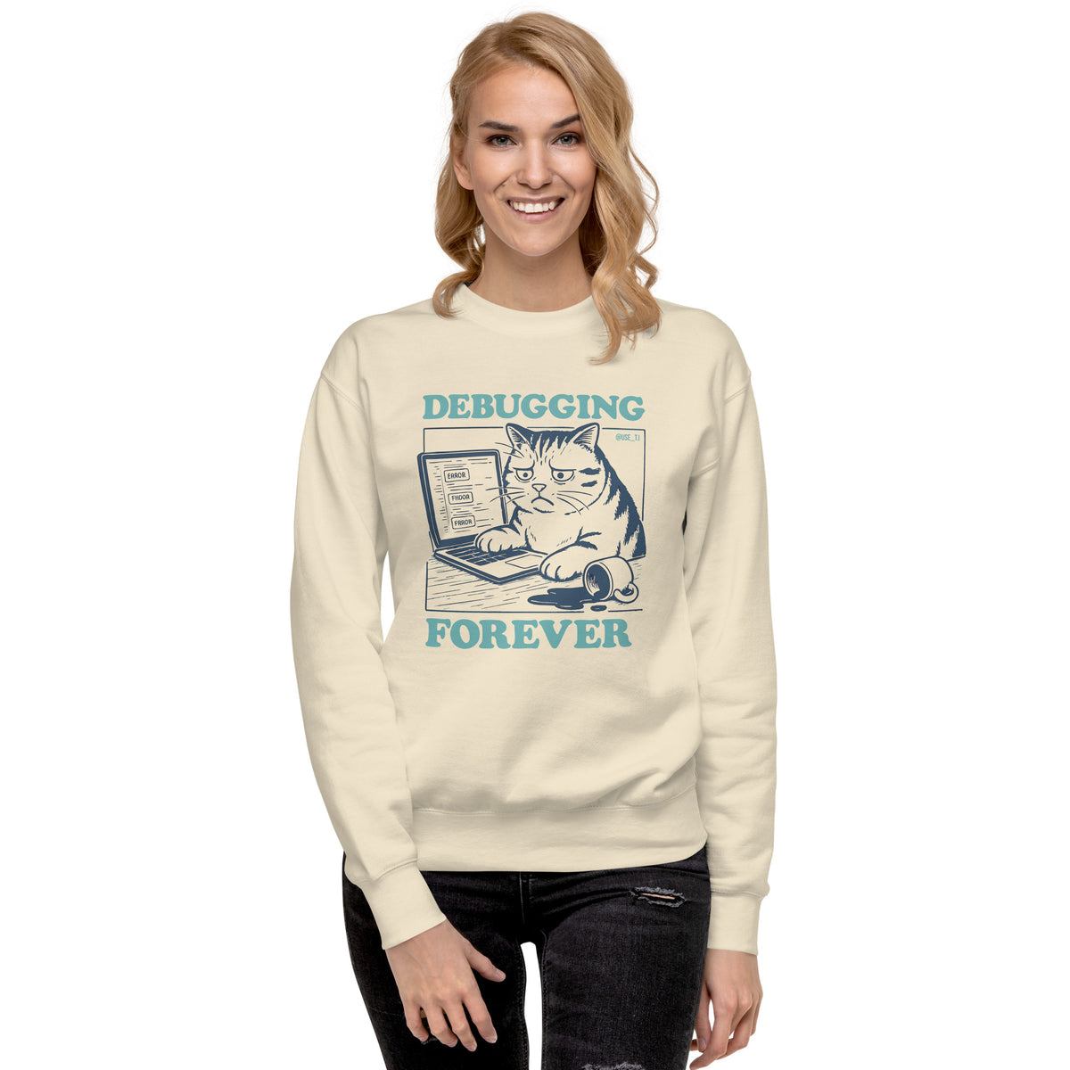 Debugging Forever – Cat Edition - Unisex Premium Sweatshirt