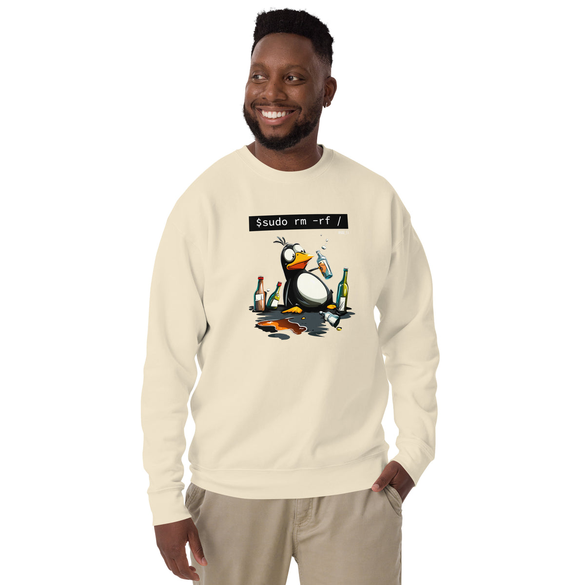 $ sudo rm -rf / — Drunk Linux Edition - Unisex Premium Sweatshirt