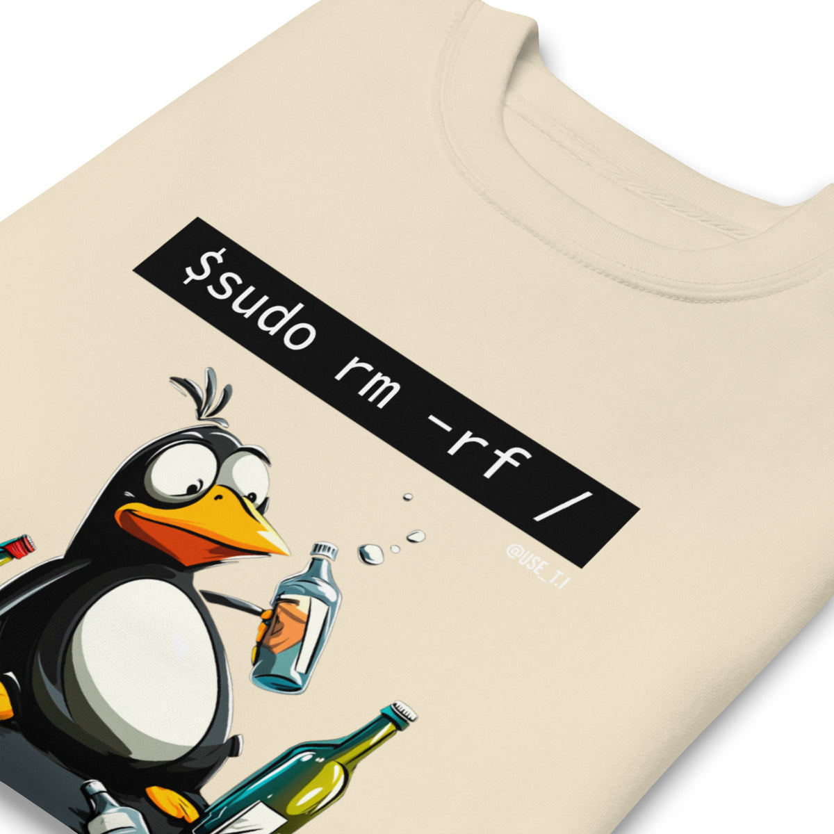 $ sudo rm -rf / — Drunk Linux Edition - Unisex Premium Sweatshirt