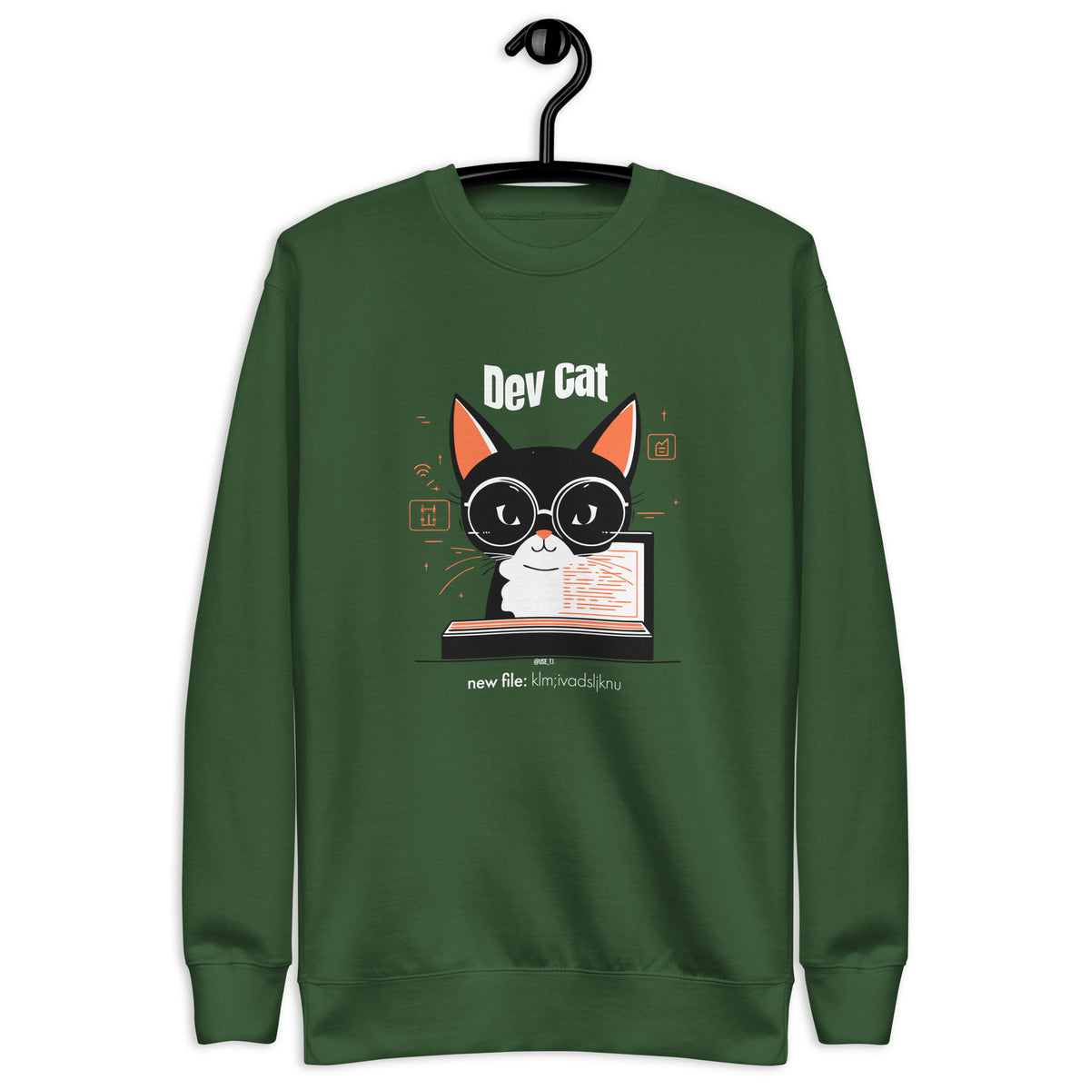 “dev cat, new file: klm;ivadsljknu” - Unisex Premium Sweatshirt
