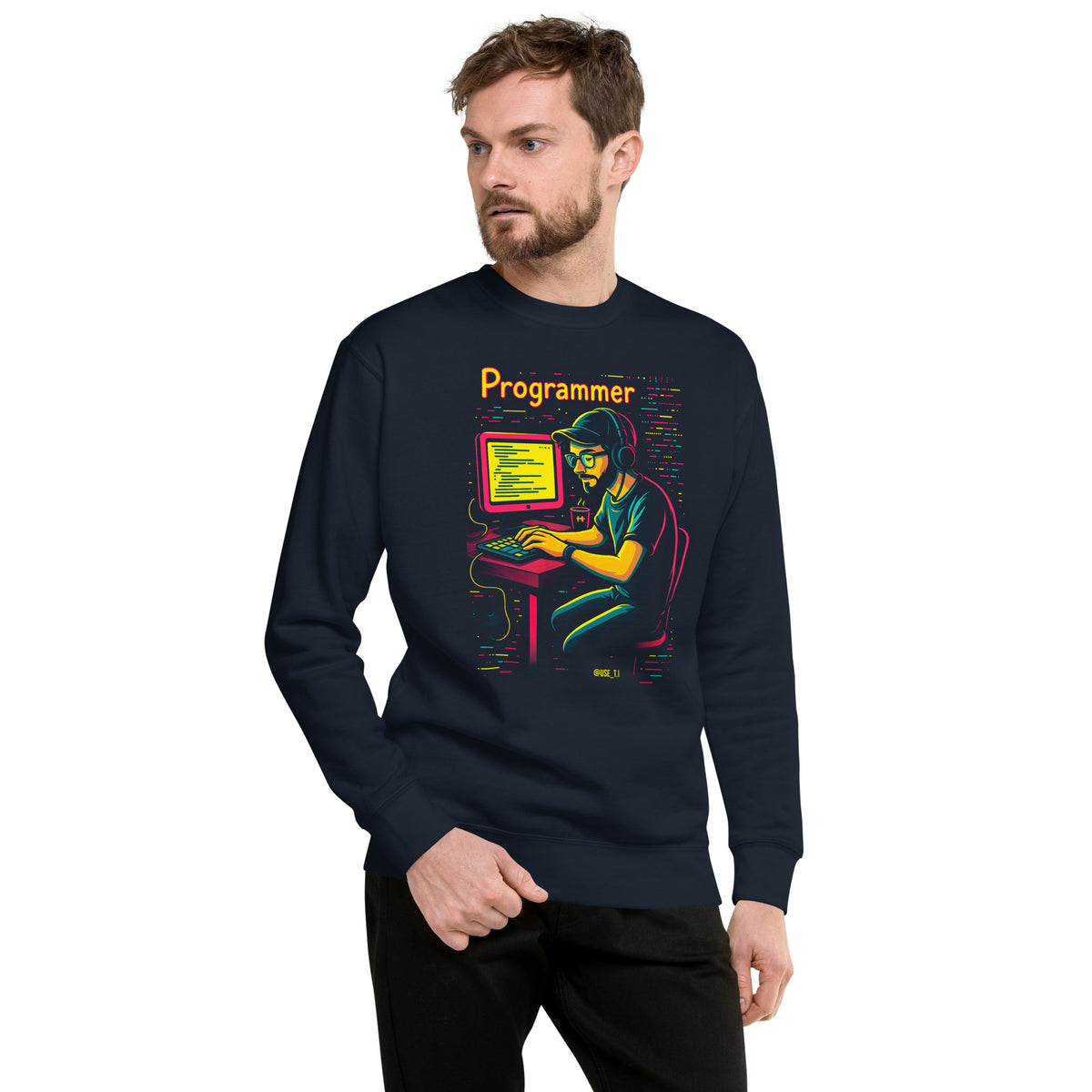 Programmer with Vibrant Colors - Unisex Premium Sweatshirt