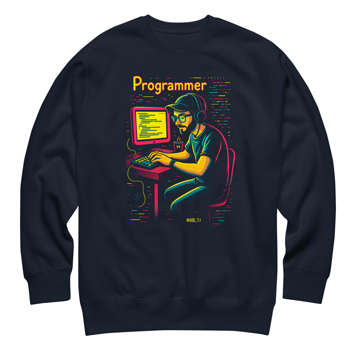 Programmer with Vibrant Colors - Unisex Premium Sweatshirt