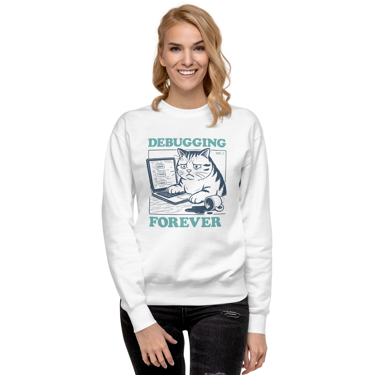 Debugging Forever – Cat Edition - Unisex Premium Sweatshirt
