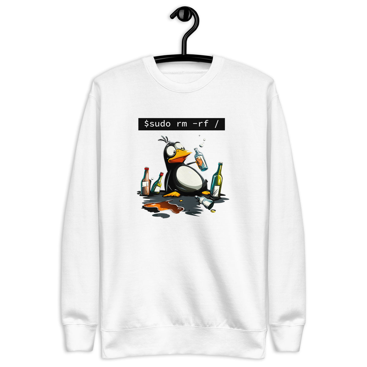 $ sudo rm -rf / — Drunk Linux Edition - Unisex Premium Sweatshirt