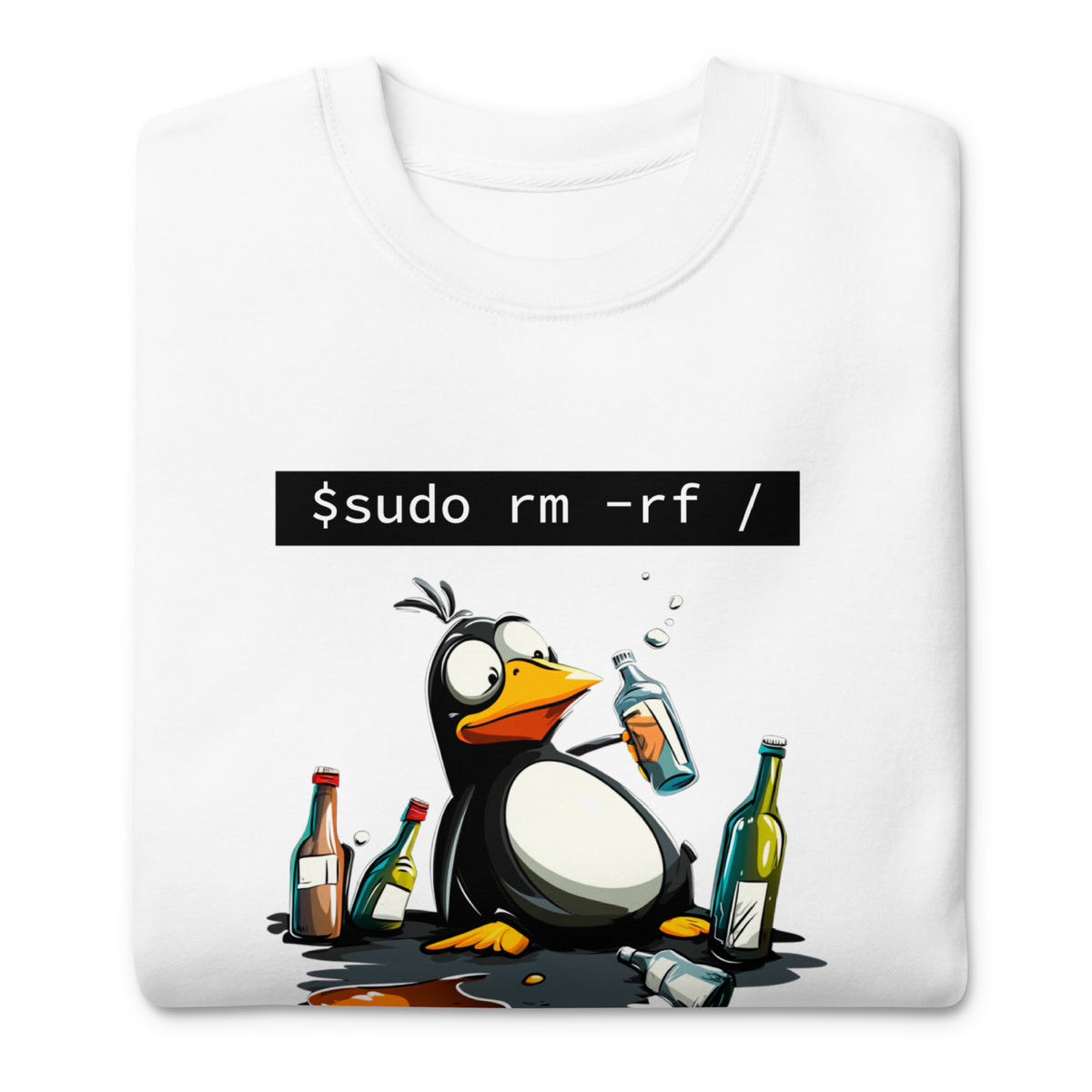 $ sudo rm -rf / — Drunk Linux Edition - Unisex Premium Sweatshirt
