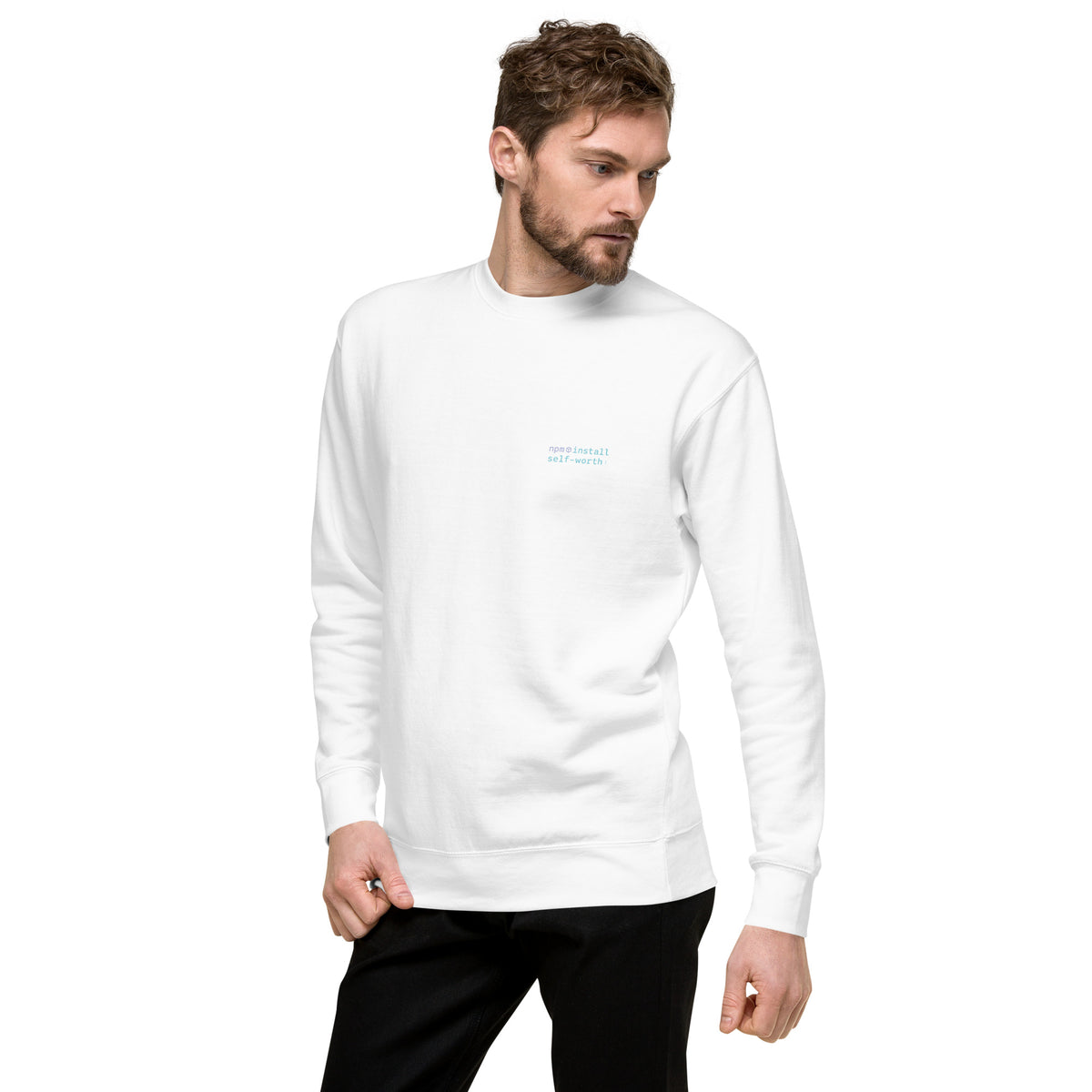 npm install self-worth - Unisex Premium Sweatshirt