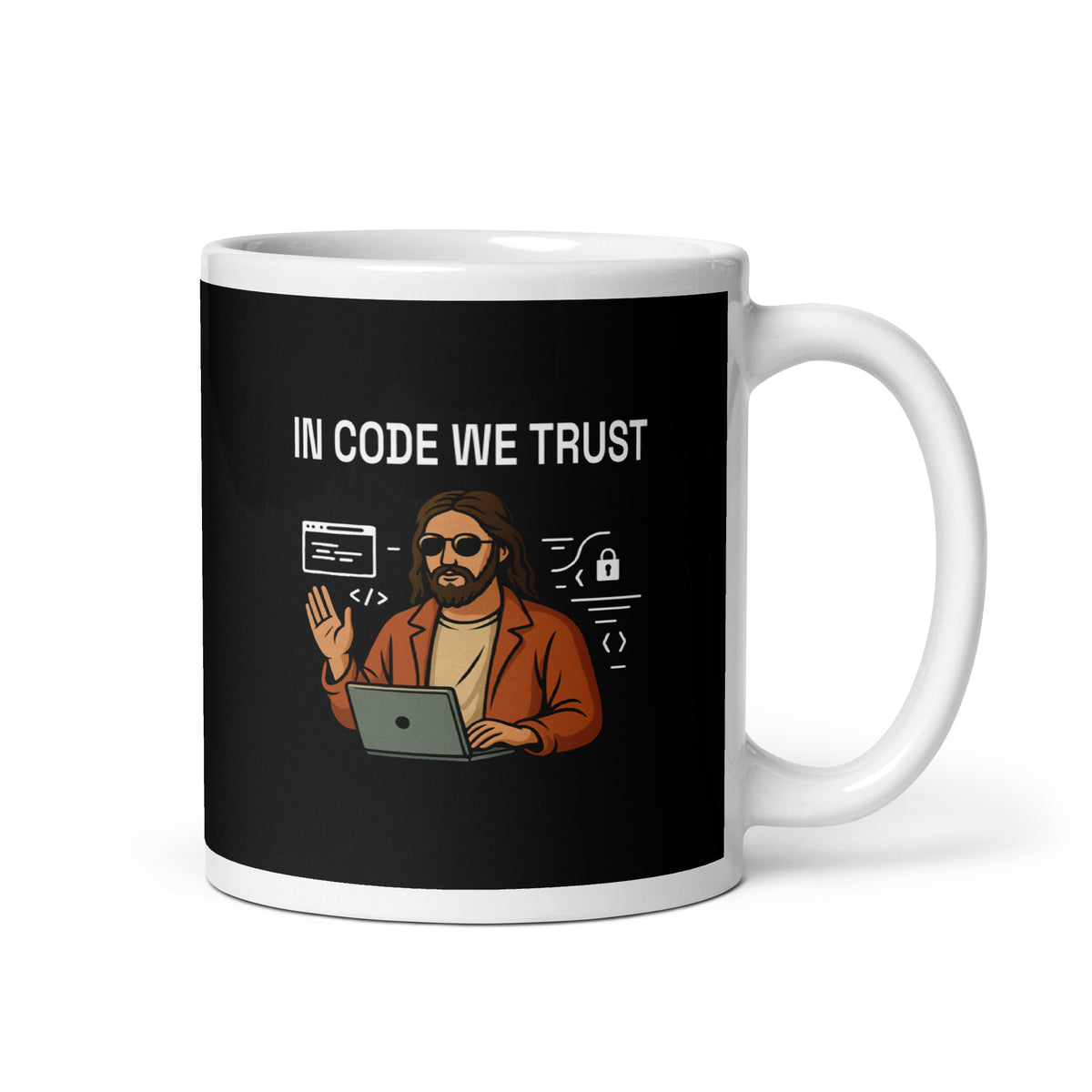 In Code We Trust - White glossy mug