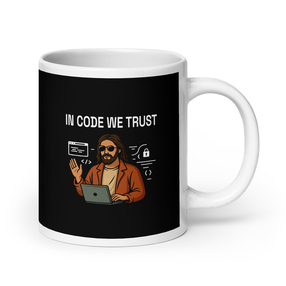 In Code We Trust - White glossy mug