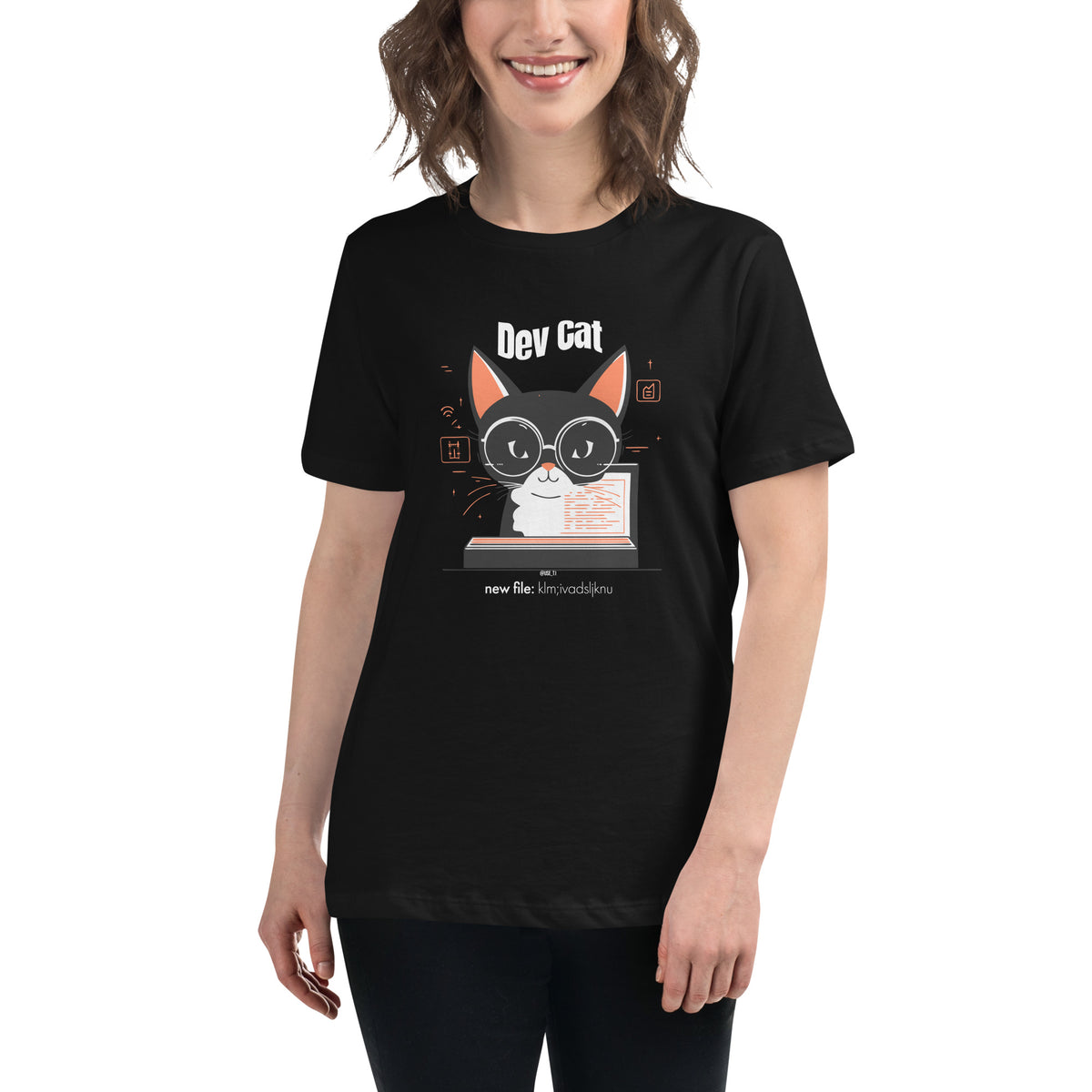 “dev cat, new file: klm;ivadsljknu” - Women's Relaxed T-Shirt