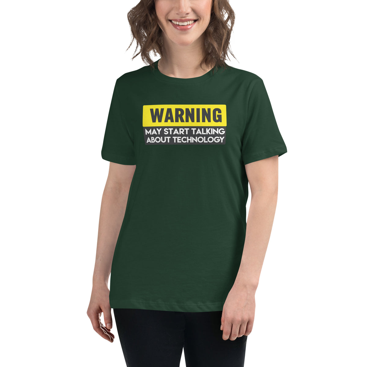 Warning: May Start Talking About Technology - Women's Relaxed T-Shirt