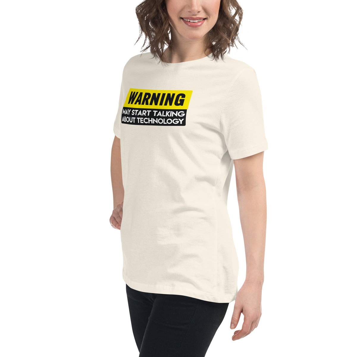 Warning: May Start Talking About Technology - Women's Relaxed T-Shirt
