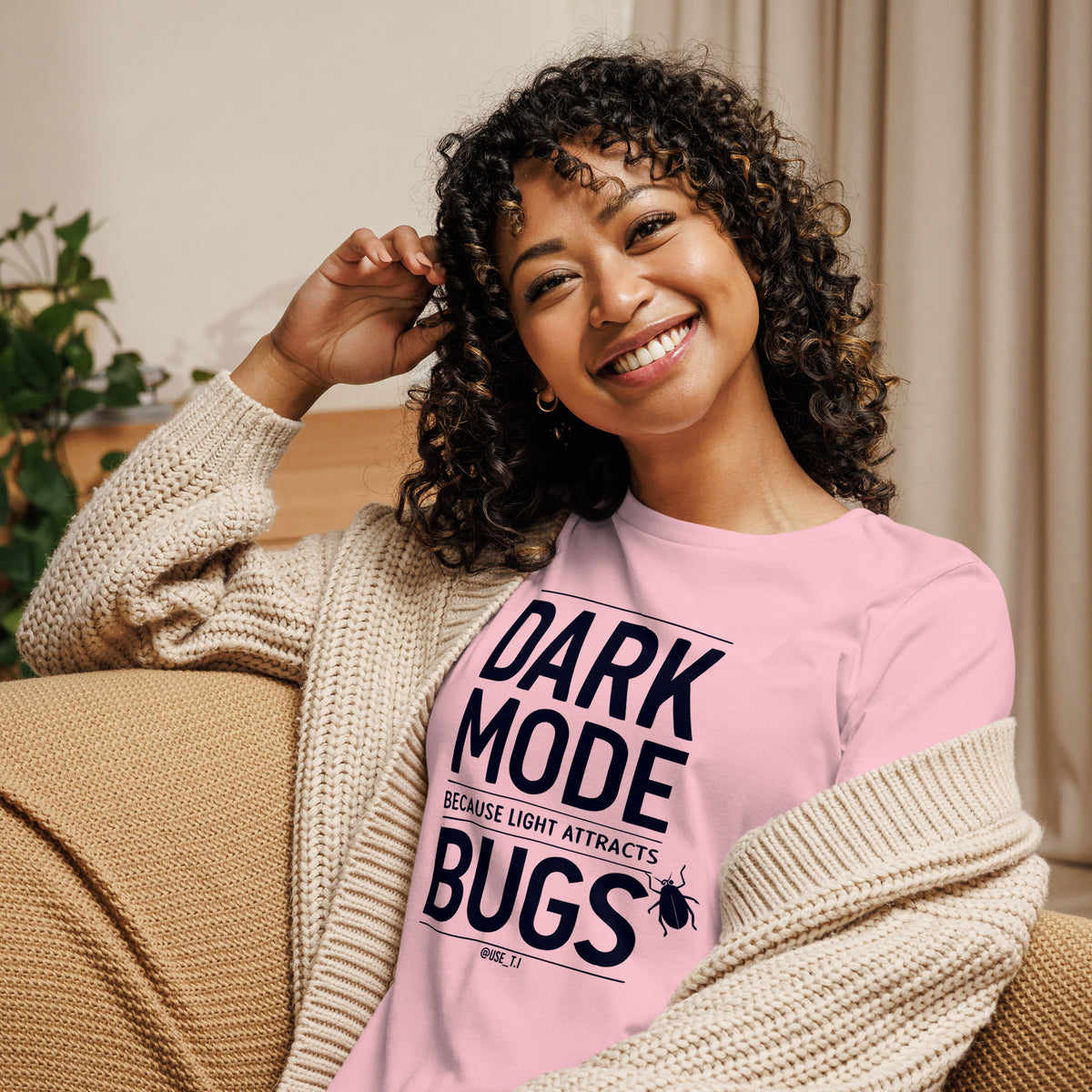 Dark Mode - Because Light Attracts Bugs - Women's Relaxed T-Shirt