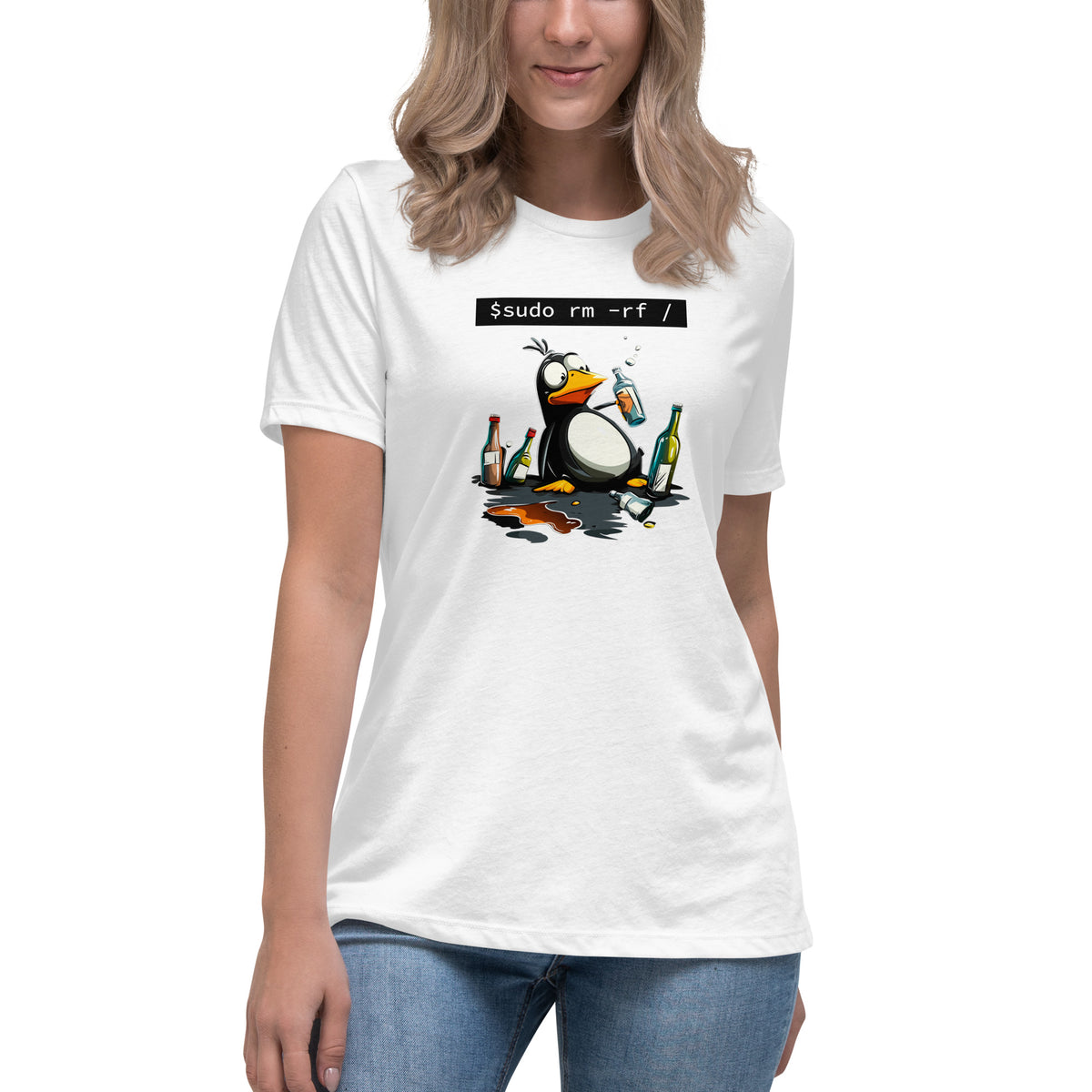 $ sudo rm -rf / — Drunk Linux Edition - Women's Relaxed T-Shirt