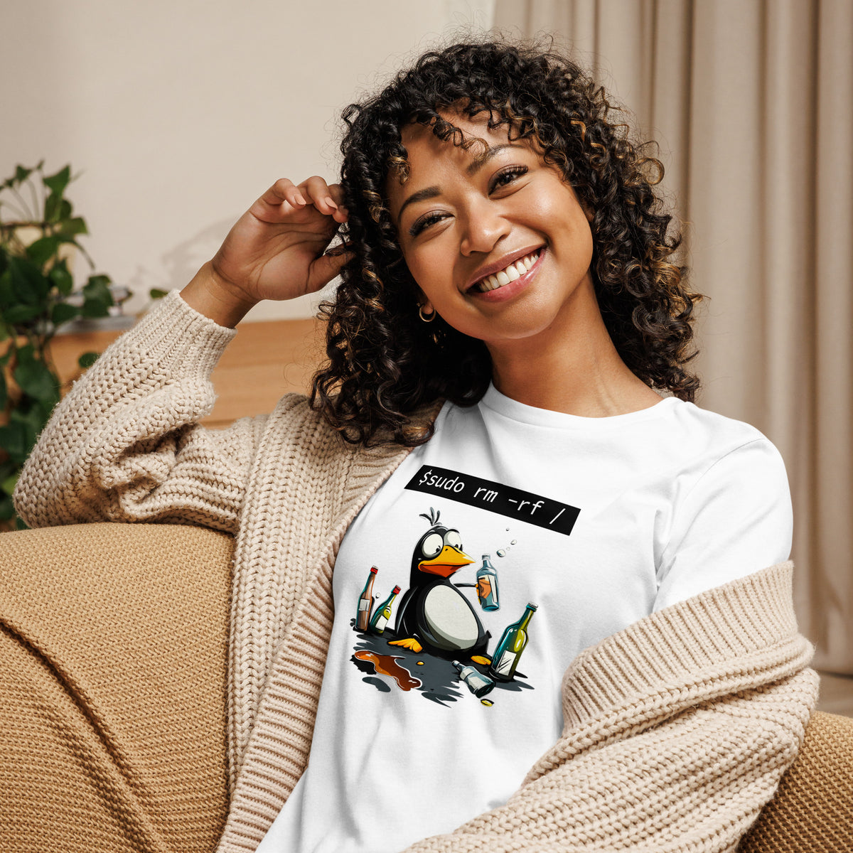 $ sudo rm -rf / — Drunk Linux Edition - Women's Relaxed T-Shirt