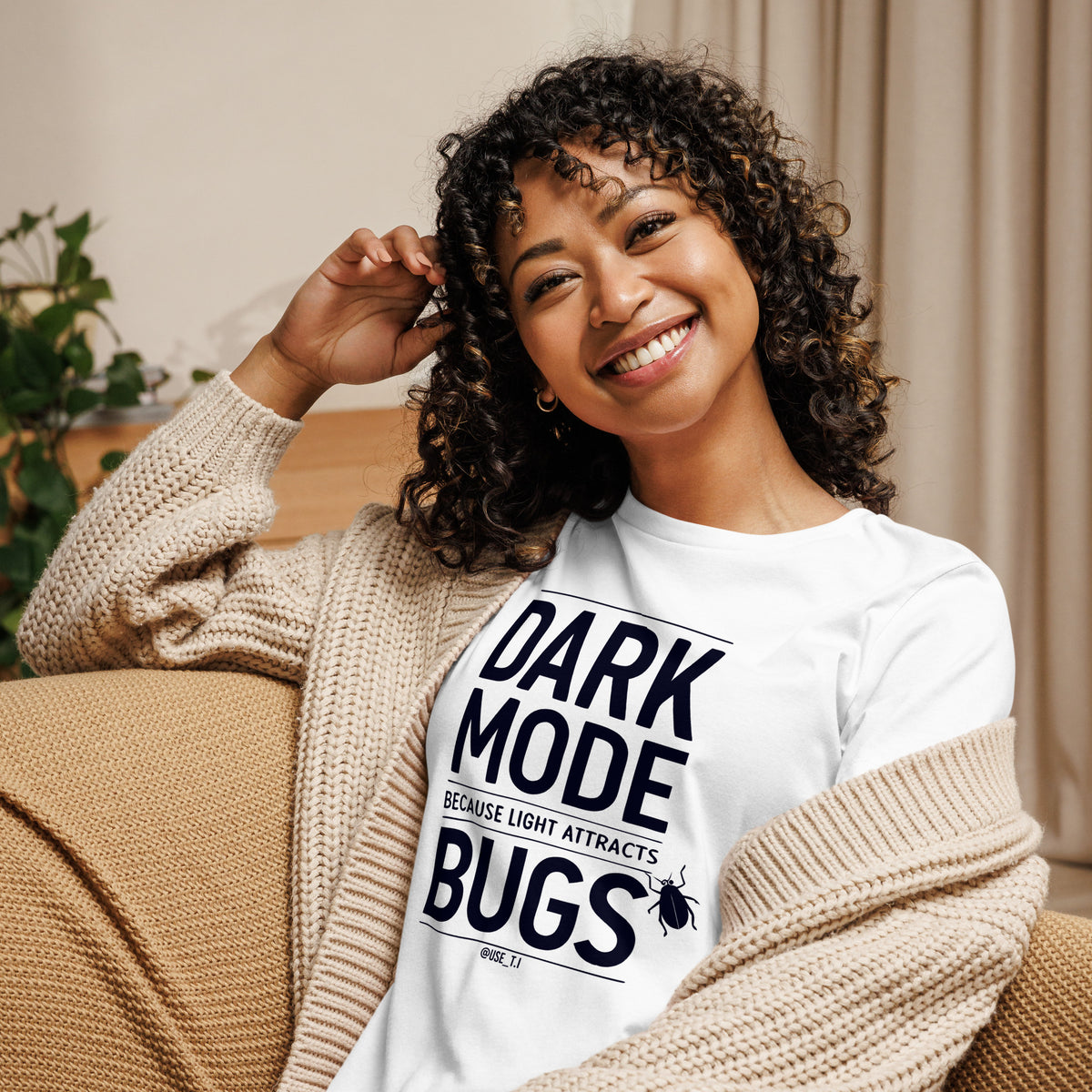 Dark Mode - Because Light Attracts Bugs - Women's Relaxed T-Shirt