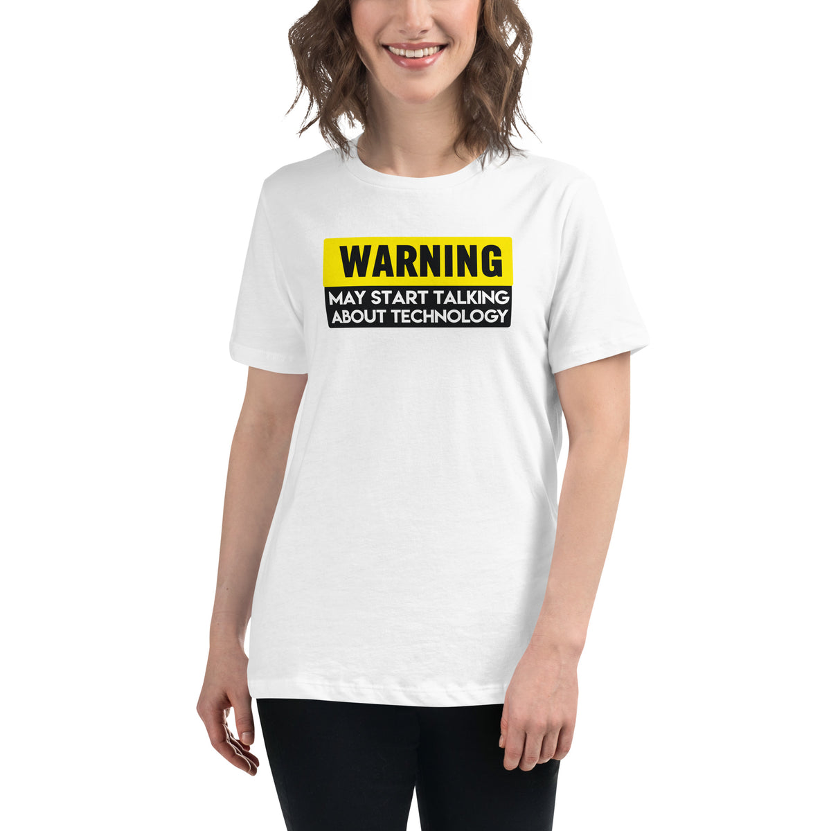 Warning: May Start Talking About Technology - Women's Relaxed T-Shirt