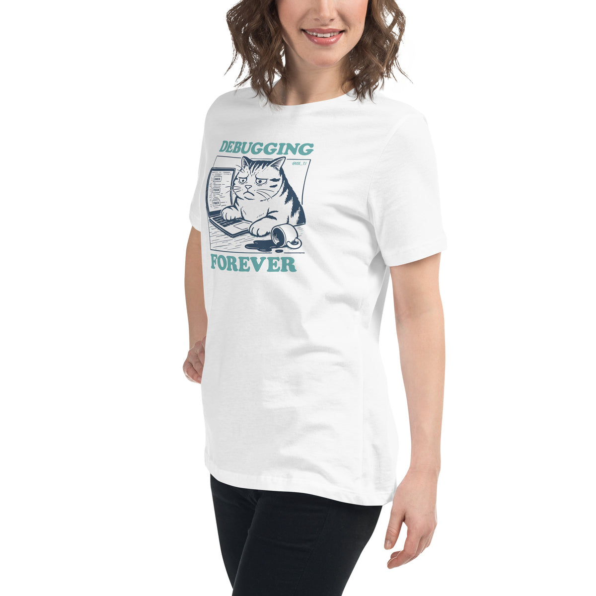 Debugging Forever – Cat Edition - Women's Relaxed T-Shirt