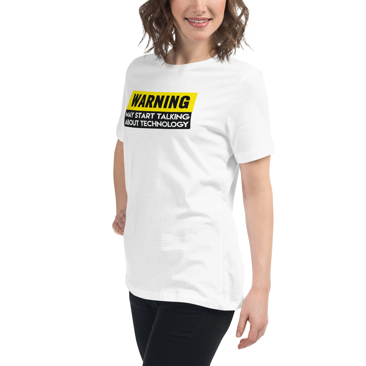 Warning: May Start Talking About Technology - Women's Relaxed T-Shirt