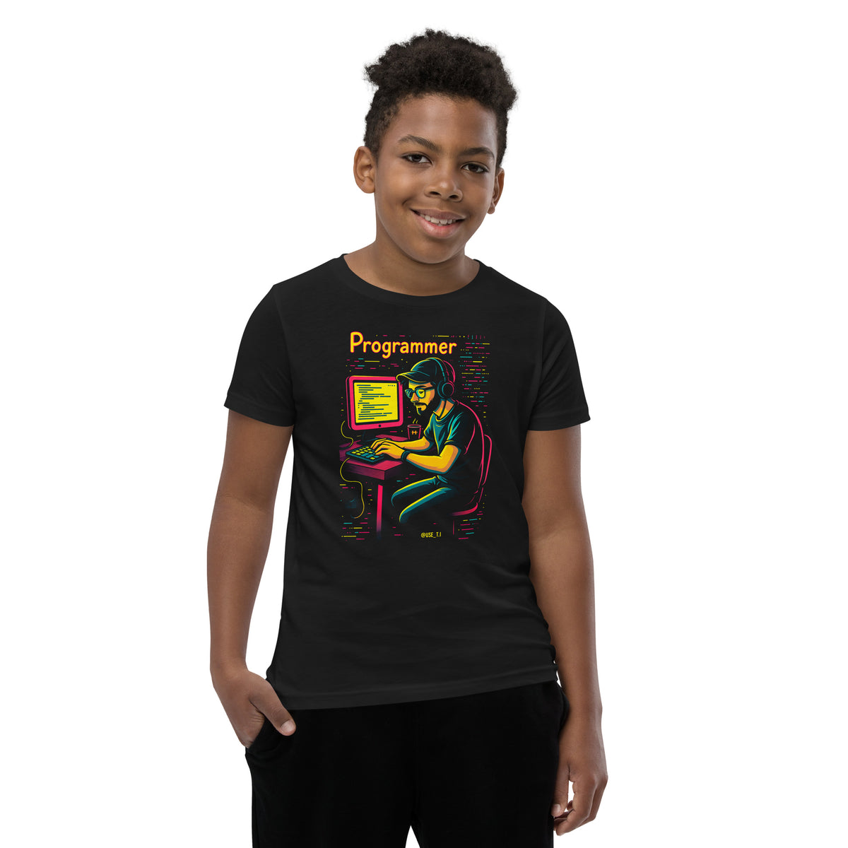 Programmer with Vibrant Colors - Youth Short Sleeve T-Shirt