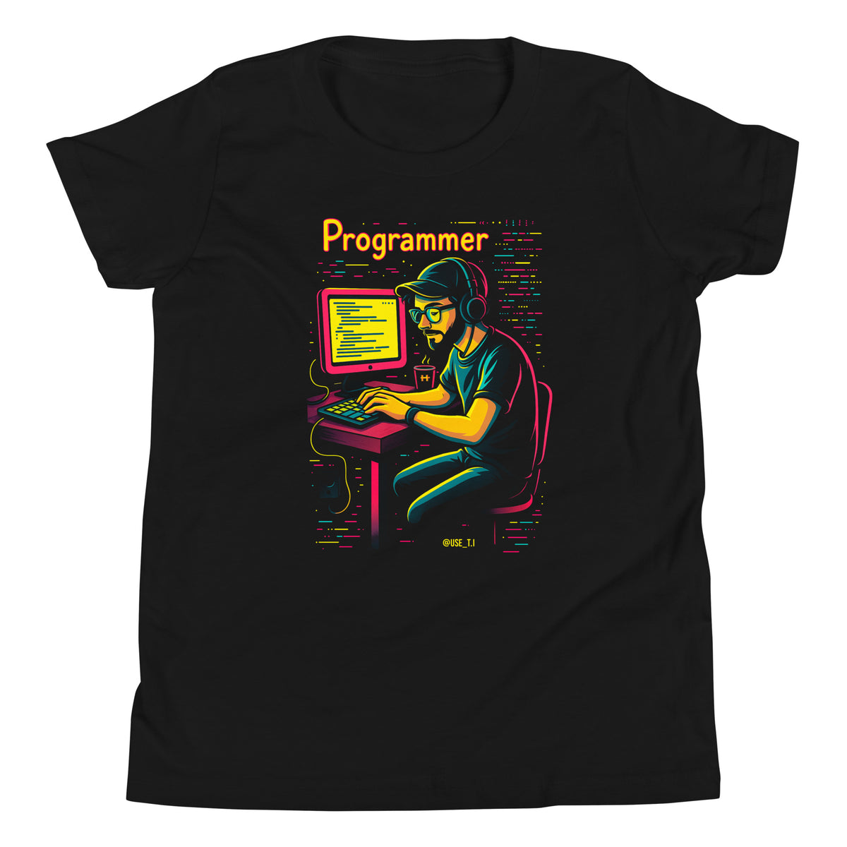 Programmer with Vibrant Colors - Youth Short Sleeve T-Shirt
