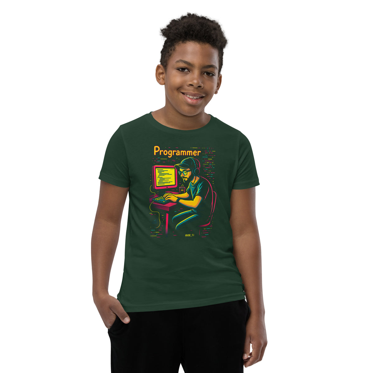 Programmer with Vibrant Colors - Youth Short Sleeve T-Shirt