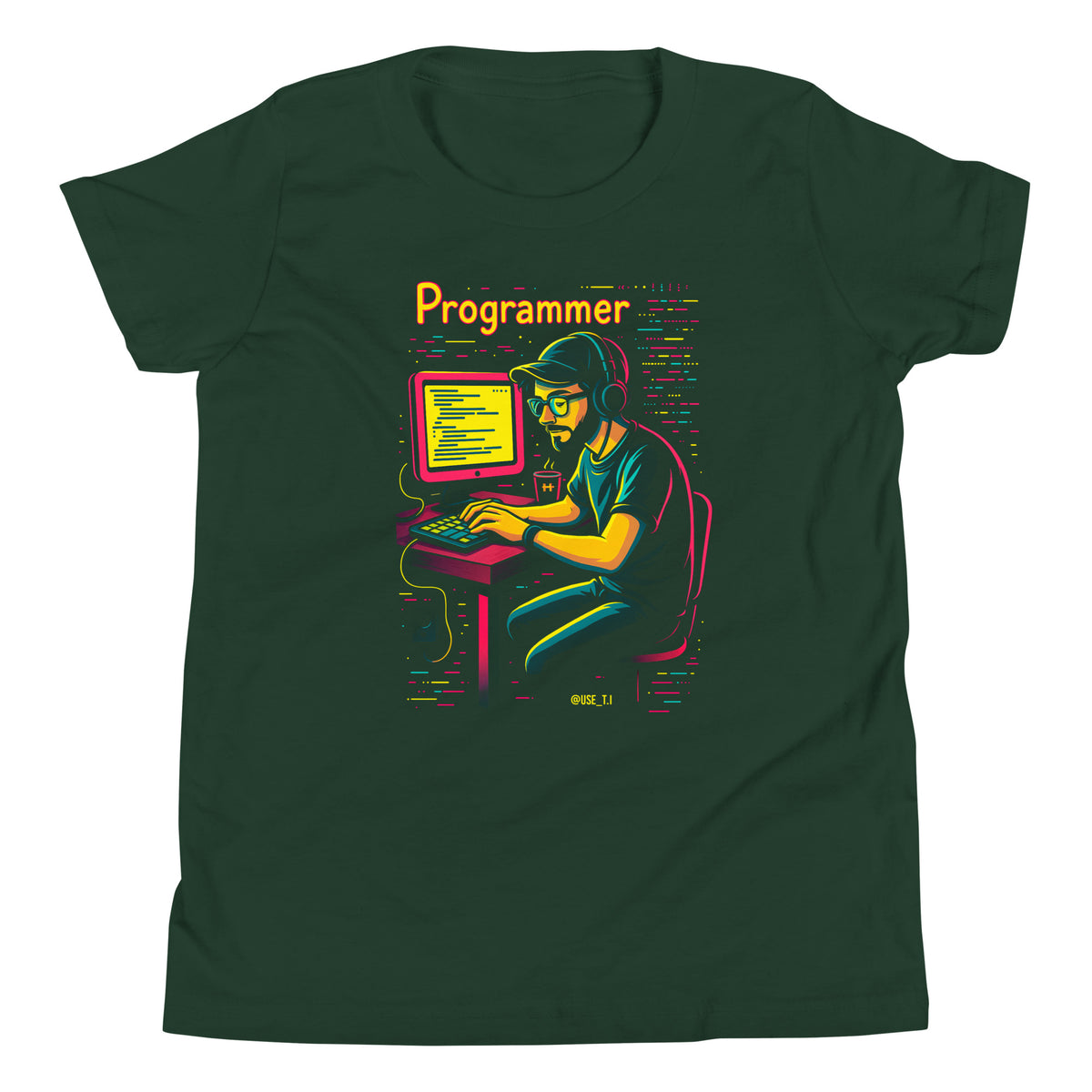 Programmer with Vibrant Colors - Youth Short Sleeve T-Shirt