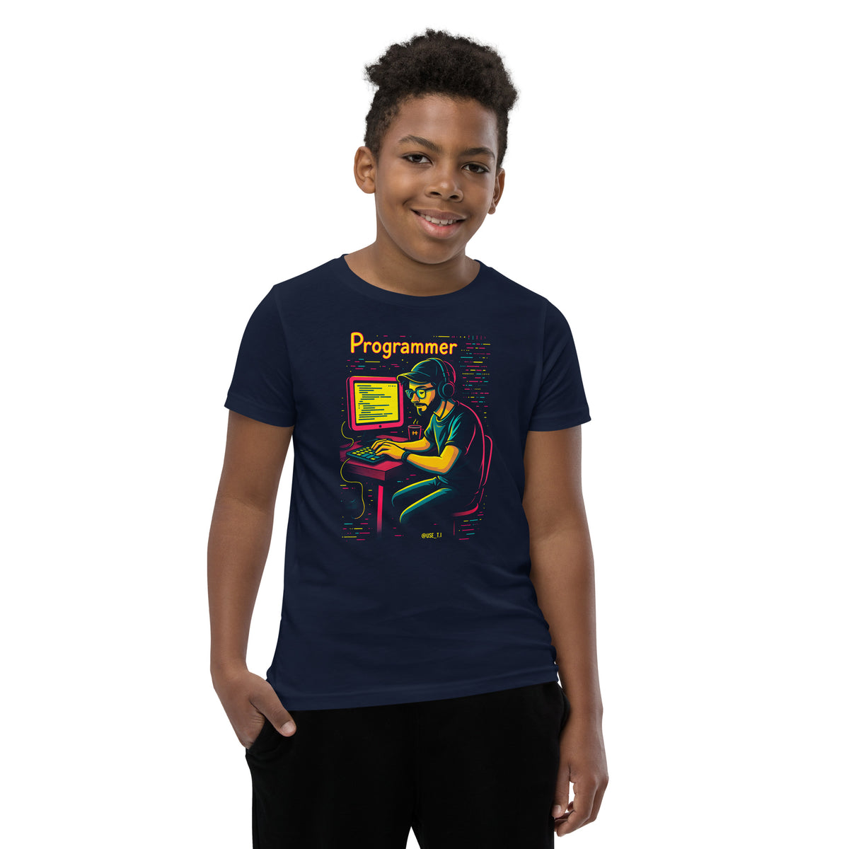 Programmer with Vibrant Colors - Youth Short Sleeve T-Shirt